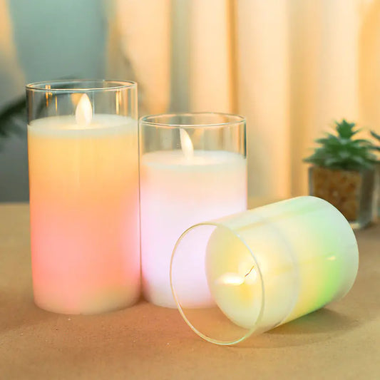 Color Changing Candles with Remote Control in Glass Cup