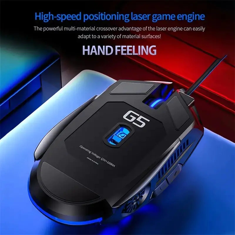 G5 Wired Light Up Gaming Mouse for Quiet Computing