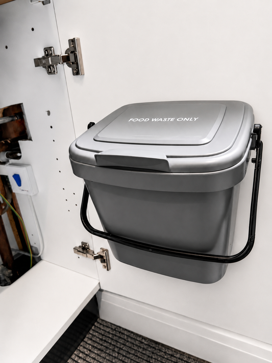 HomeDrive Hidden Kitchen Caddy Clip for 7L Food Waste Bin – Cupboard Door & Wall Mount