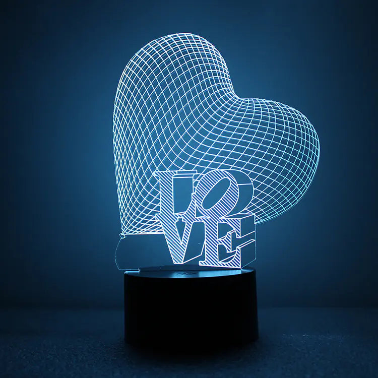 3D Heart Illusion Lamp - Energy Efficient Night Light
