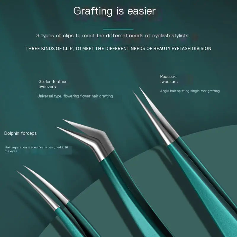 Precision Dolphin Tweezers Set for Eyelash Extension