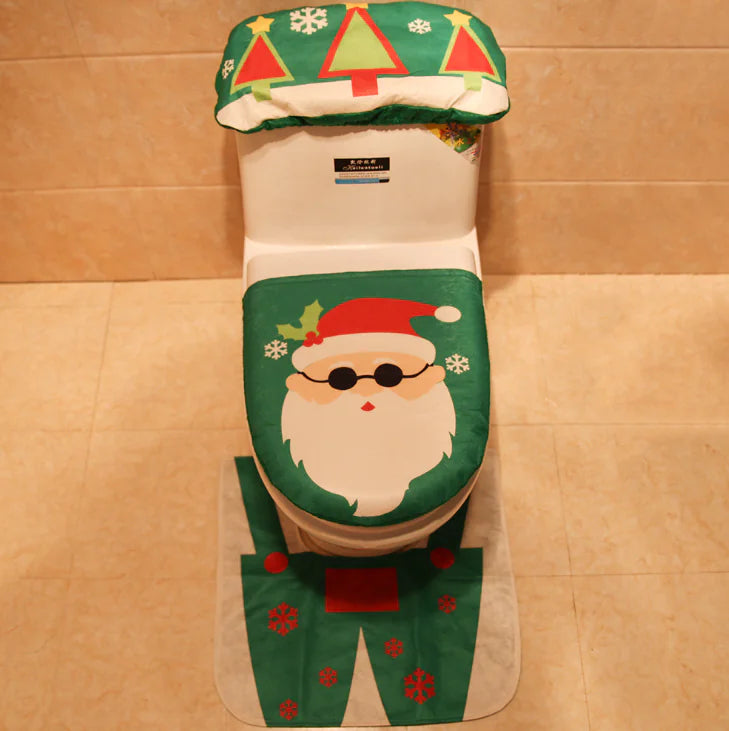 3-Piece Toilet Cover Set with Decorative Rug
