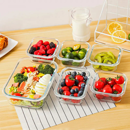 Large Glass Meal Prep Containers with Lids Set Various Sizes