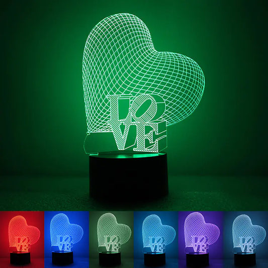 3D Heart Illusion Lamp - Energy Efficient Night Light