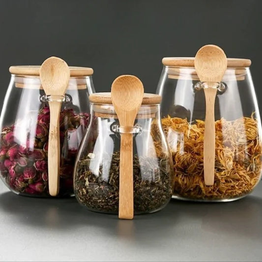 Airtight Spice Container / Glass Tea Canister (One)