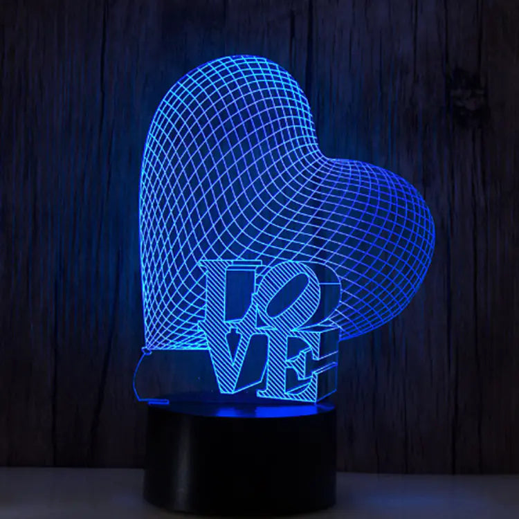 3D Heart Illusion Lamp - Energy Efficient Night Light