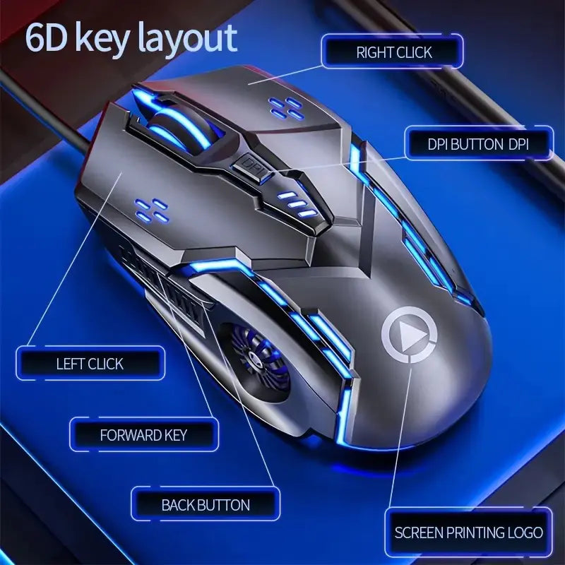 G5 Wired Light Up Gaming Mouse for Quiet Computing