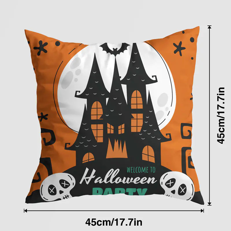 Halloween Pumpkin Castle Decorative Pillow Cover