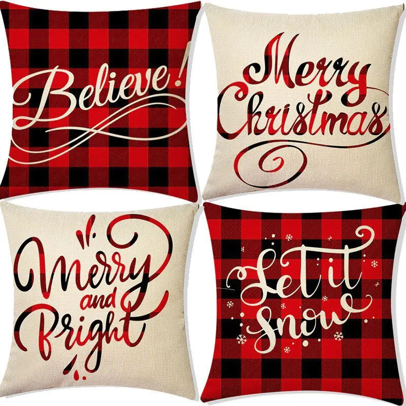 Christmas Linen Pillow Cover for Home Decoration