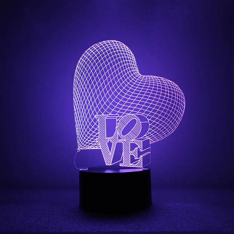 3D Heart Illusion Lamp - Energy Efficient Night Light