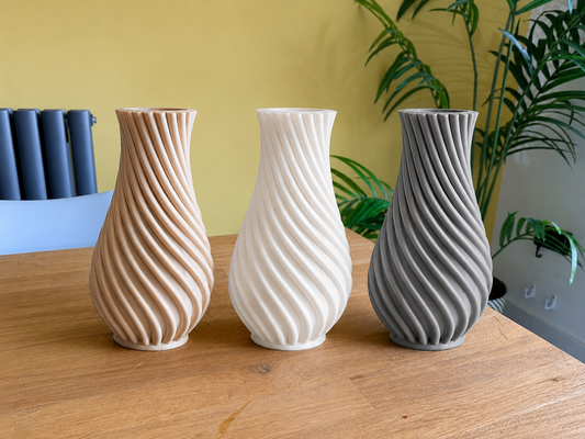 Modern Twisted Rib Vase – 3D Printed PETG Decorative Vase | Semi Gloss Finish | Home Decor