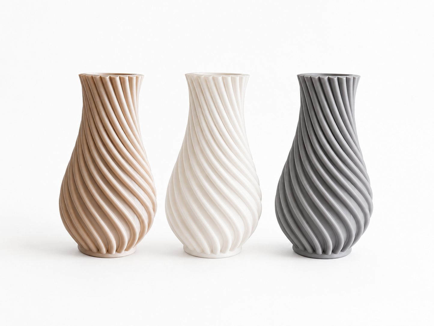 Modern Twisted Rib Vase – 3D Printed PETG Decorative Vase | Semi Gloss Finish | Home Decor