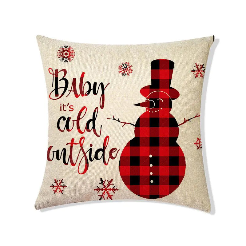 Christmas Linen Pillow Cover for Home Decoration