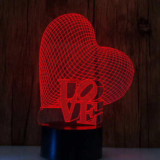3D Heart Illusion Lamp - Energy Efficient Night Light
