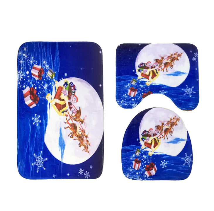 3-Piece Toilet Cover Set with Decorative Rug