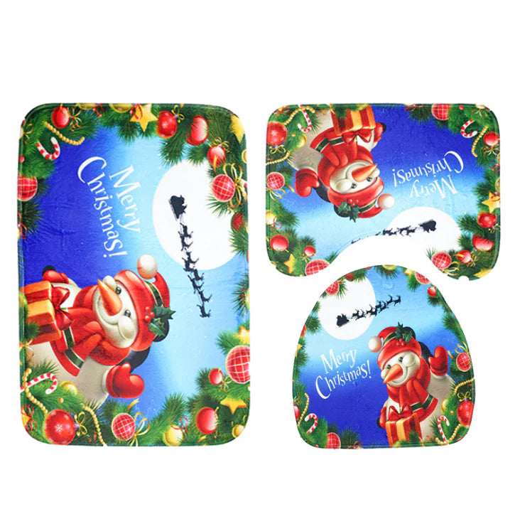 3-Piece Toilet Cover Set with Decorative Rug