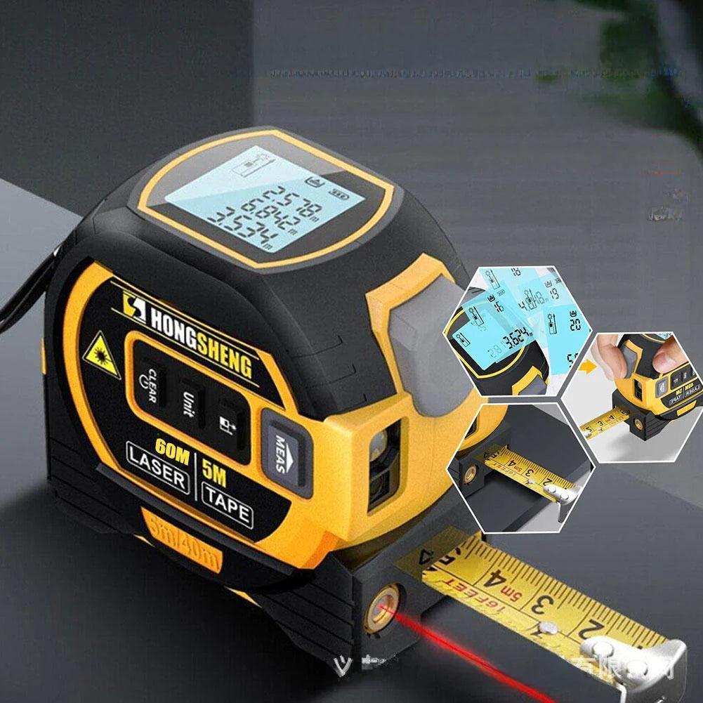 3-in-1 Laser Distance Measurer with Steel Tape