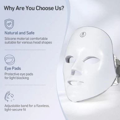7-Color LED Facial Mask for Skin Care (Single Unit)