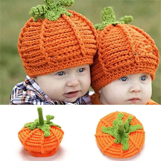 Children's Yellow Yarn Halloween Pumpkin Hat