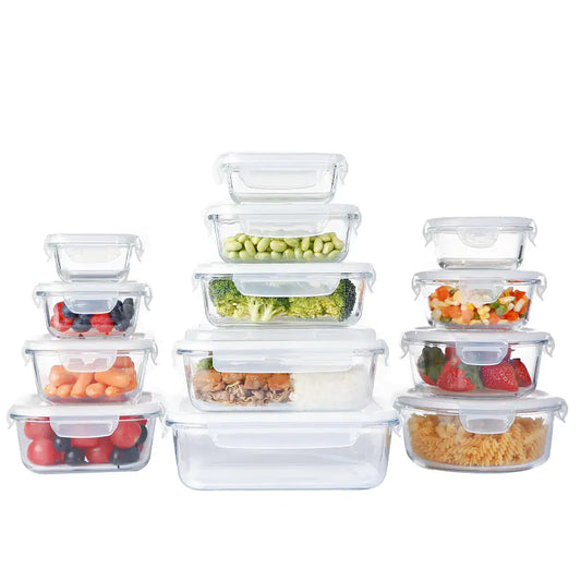 Large Glass Meal Prep Containers with Lids Set Various Sizes