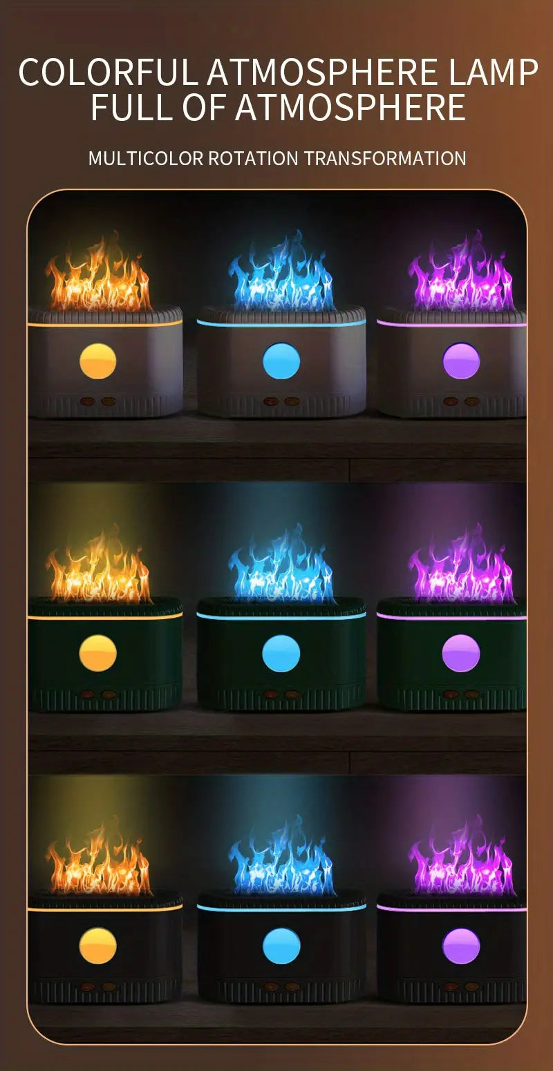 Simulation Flame Humidifier and Aromatherapy Diffuser