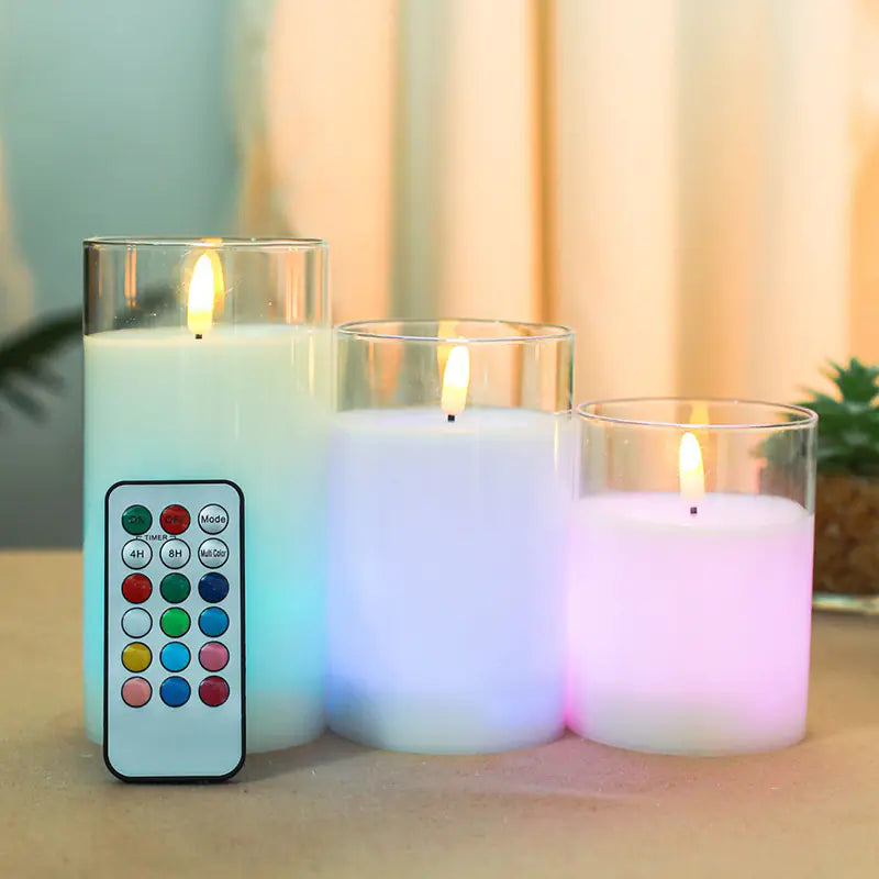 Color Changing Candles with Remote Control in Glass Cup