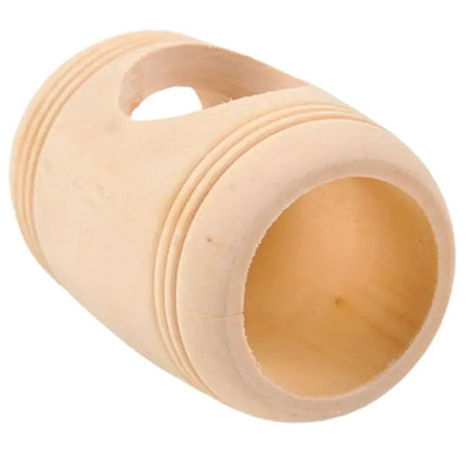 Wooden Hamster Toy House with Barrel-Shaped Tunnel